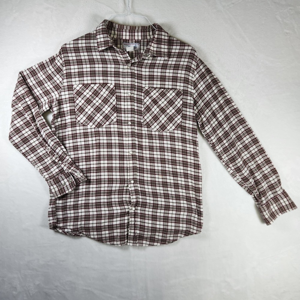 Haband Casual Joe Flannel Shirt Mens M‎ Plaid Pearl Snap Long Sleeve Western